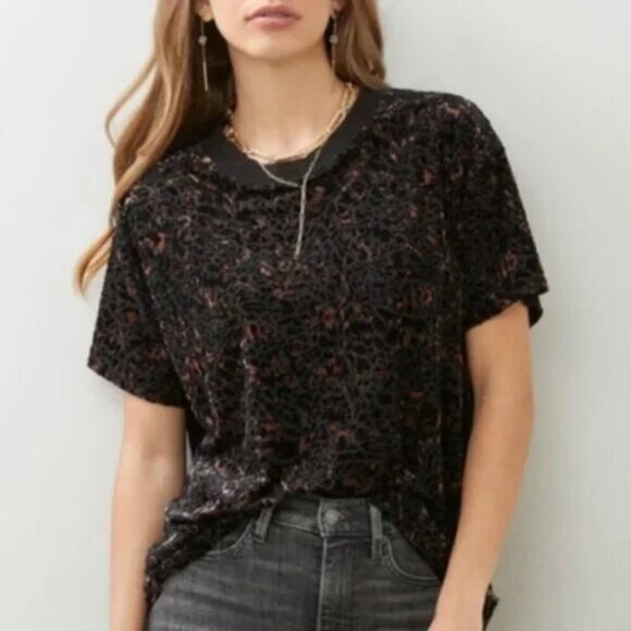Free People Burn Out‎ Velvet Teddy Tee Oversized Small - Picture 2 of 3